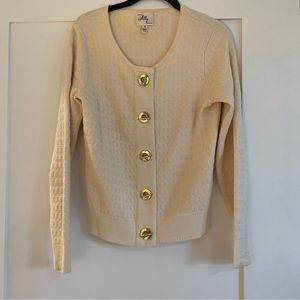 Milly of New York cotton and silk toggle cream cardigan sz Small